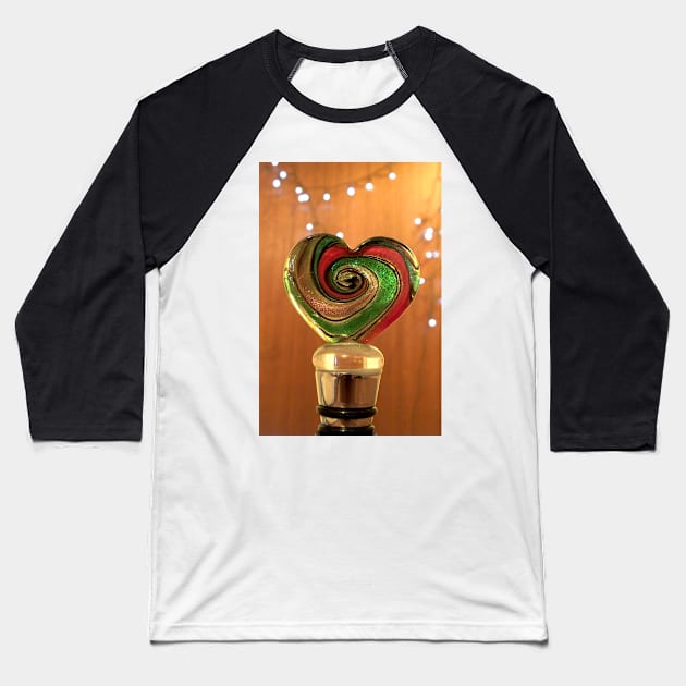 Swirling Glass Heart Baseball T-Shirt by pinkal